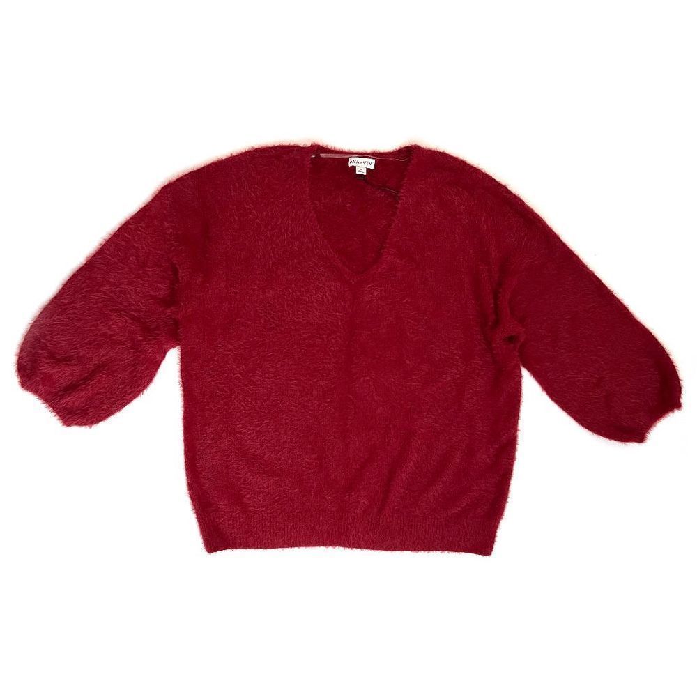 Women's Plus Size 3X Eyelash V-Neck Burgundy Red Sweater -  Ava & Viv - NWOT
